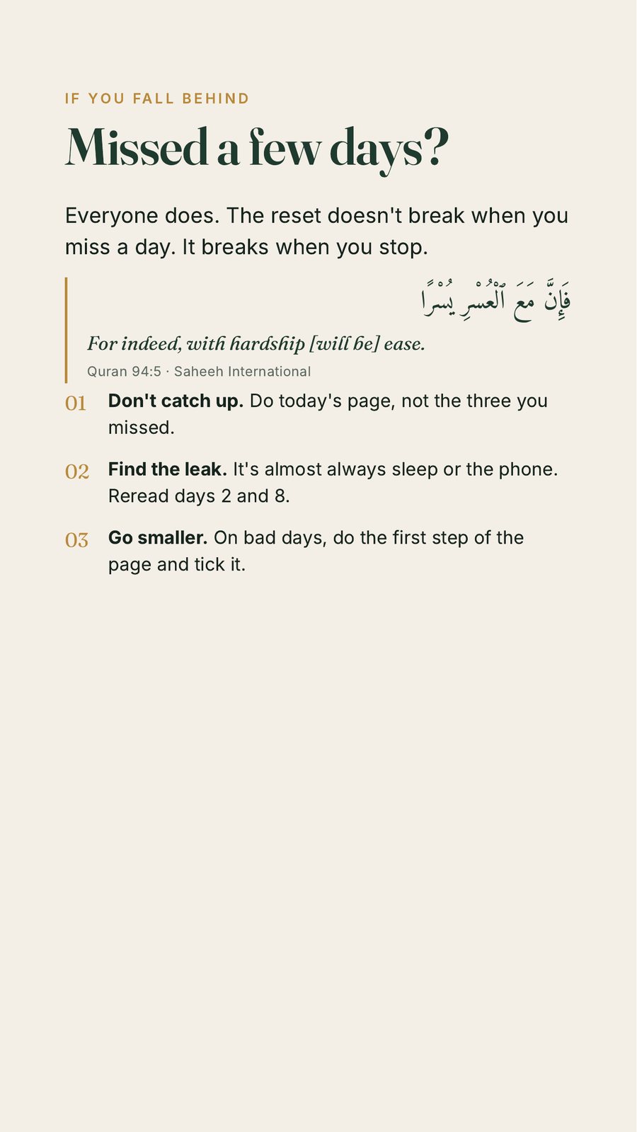 The page for missed days
