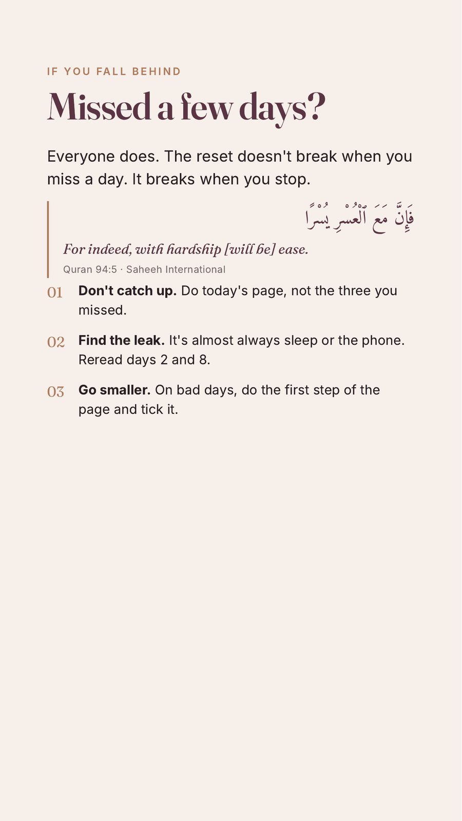 The page for missed days
